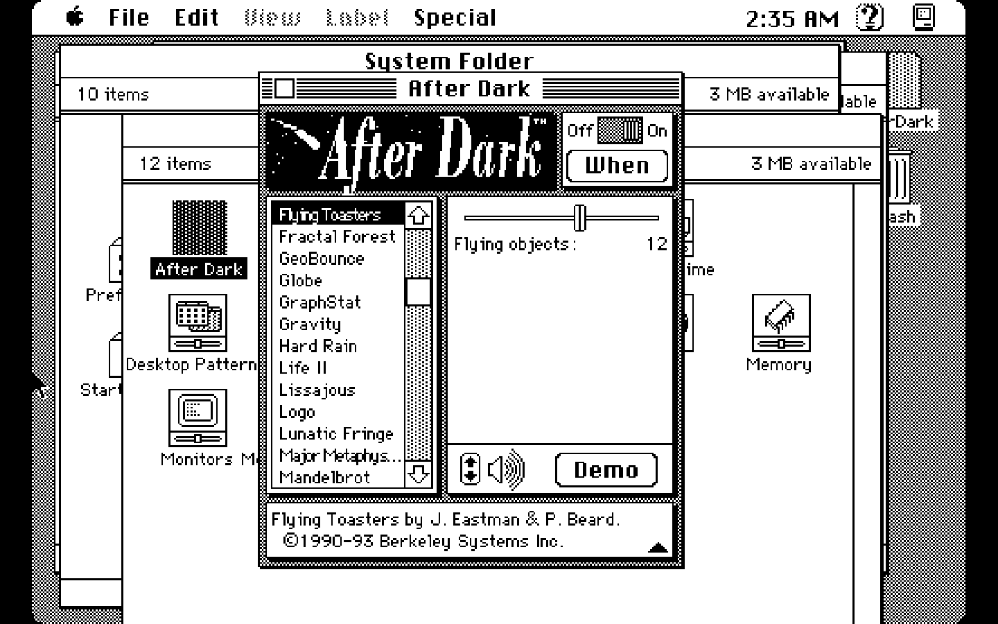 Screenshot of After Dark preferences pane